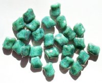 25 11x8mm Twisted Turquoise Marble Lustre Rectangle Glass Beads